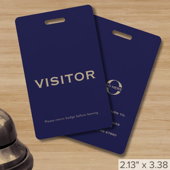 Navy Blue Visitor Badge Corporate Logo ID Badge (Creator Uploaded)