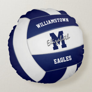 navy blue volleyball club team colours round cushion