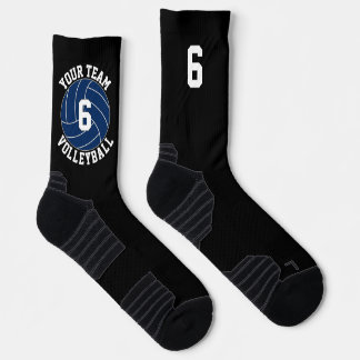 Navy Blue Volleyball Team Name and Player Number Socks