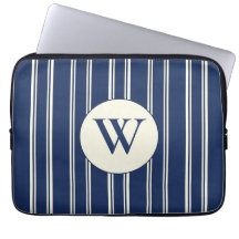 Navy Blue Warm Ivory Classic Elegant Stripes