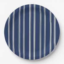 Navy Blue Warm Ivory Classic Elegant Stripes