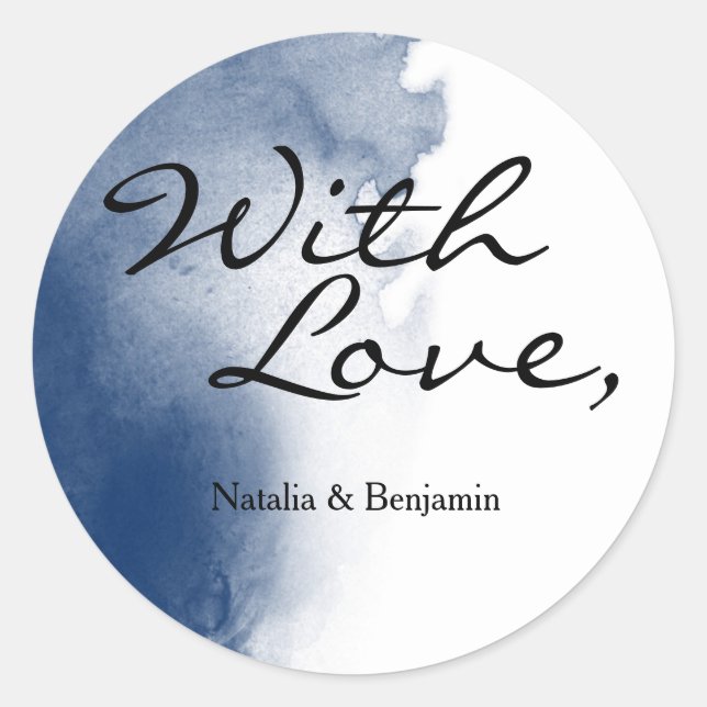 Navy Blue Watercolor Brushstroke Card Sticker (Front)