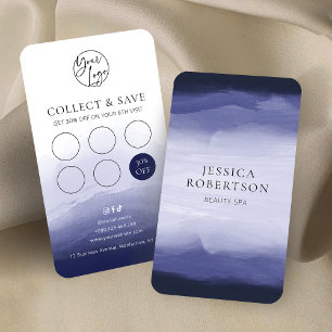Navy Blue Watercolor Chic Beauty Salon Nails Spa Loyalty Card