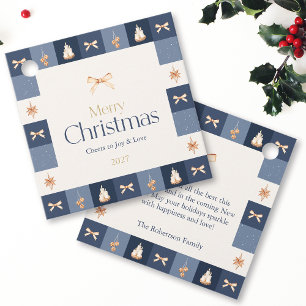 Navy Blue Watercolor Christmas Favour Tags