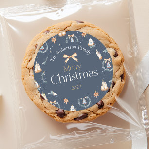 Navy Blue Watercolor Christmas Sticker