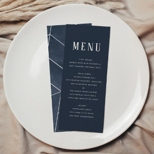 Navy Blue Watercolor Geometric Gala Menu