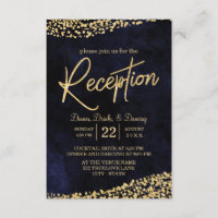 Navy Blue Watercolor & Gold Wedding Reception