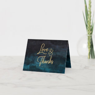 Navy Blue Watercolor & Gold Wedding Thank You
