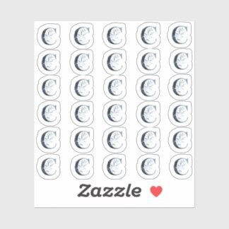 Navy Blue Watercolor Letter "C" Mini Stickers