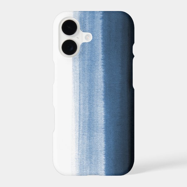 Navy Blue Watercolor Ombre iPhone Case (Back)