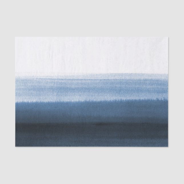 Navy Blue Watercolor Ombre Tissue Paper (Front)
