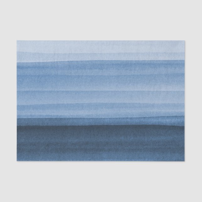 Navy Blue Watercolor Ombre Tissue Paper (Front)