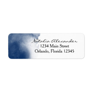 Navy Blue Watercolor Return Address Label