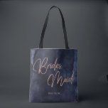 Navy Blue Watercolor Rose Gold Bridesmaid Monogram Tote Bag<br><div class="desc">Navy Blue Watercolor & Rose Gold Faux Foil Lettering Perfect for Fall or Winter Wedding Monogram Bridesmaid tote bags With trendy Hand Lettered Script font! ~ Check my shop to see the entire wedding collection with this design!</div>