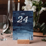 Navy Blue Watercolor Snow Wintery Table Number<br><div class="desc">Your guests will know exactly where to drop anchor with these table numbers.</div>