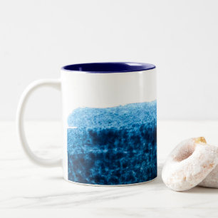 Navy Blue watercolor swish Two-Tone Coffee Mug