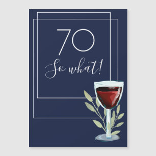 Navy Blue Watercolor Wine 70th Birthday Magnet