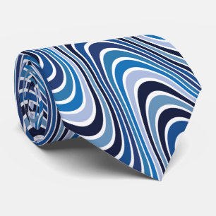 Navy Blue Wavy Stripes Tie