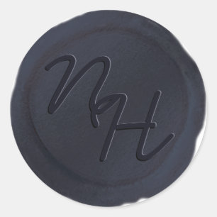 Navy Blue Wax Seal Initials Envelope Sticker