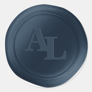 Navy Blue Wax Seal Monogram Wedding Stickers