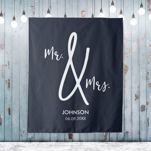 Navy Blue Wedding Backdrop Custom Nautical Mr Mrs Tapestry (Navy Blue Wedding Backdrop Custom Nautical Mr Mrs
)