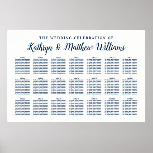 Navy Blue Wedding Celebration Seating Chart