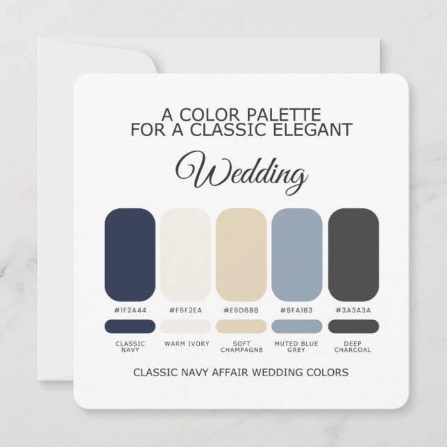 Navy Blue Wedding Color Palette Classic Elegant Invitation (Front)