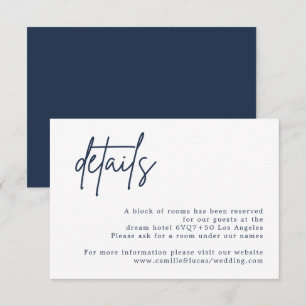 Navy Blue Wedding Details card
