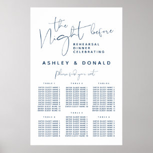 Navy Blue, Wedding Dinner Guest Seating Charts