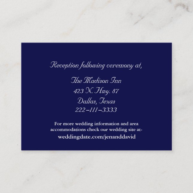 Navy Blue Wedding enclosure cards (Front)