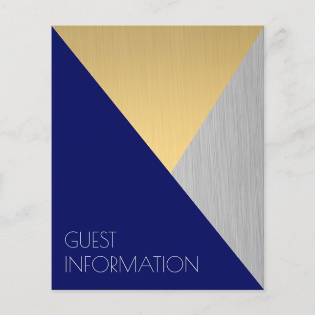 Navy Blue Wedding Guest Information Minimalist (Front)