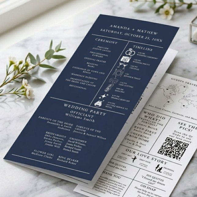 Navy Blue Wedding Infographic Program (Creator Uploaded)