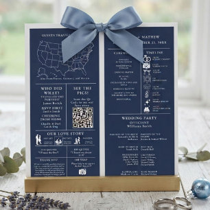 Navy Blue Wedding Infographic Program