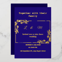 Navy Blue Wedding Invitation