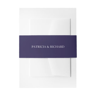 Navy Blue Wedding Invitation  Belly Band