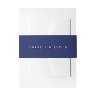 Navy Blue Wedding Invitation Belly Band