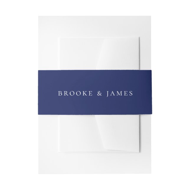 Navy Blue Wedding Invitation Belly Band (Front Example)