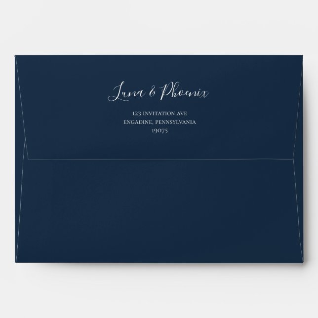 Navy Blue Wedding Invitation Envelope (Back (Top Flap))