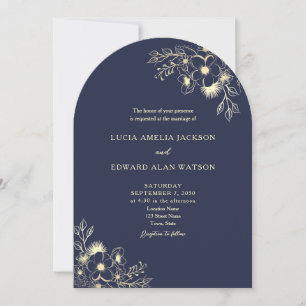 Navy Blue Wedding Invitation with QR Code