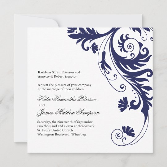 Navy Blue Wedding Invitations Zazzle.co.uk