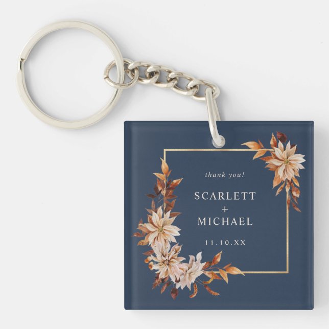 Navy Blue Wedding Key Ring (Front)