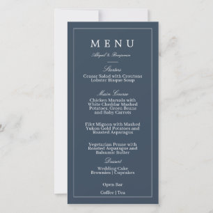 Navy Blue Wedding Menu