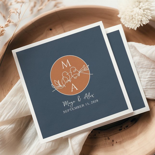Navy Blue Wedding Napkins with Monogram (Creator Uploaded)