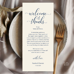 Navy Blue Wedding Place Setting Thank You Card