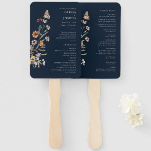 Navy Blue Wedding Program Hand Fan
