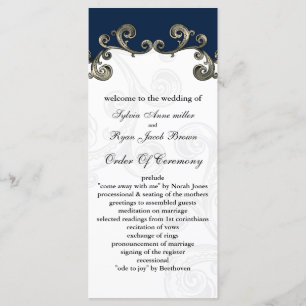 "navy blue" Wedding program Programme