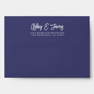 Navy Blue Wedding Return Address  Envelope