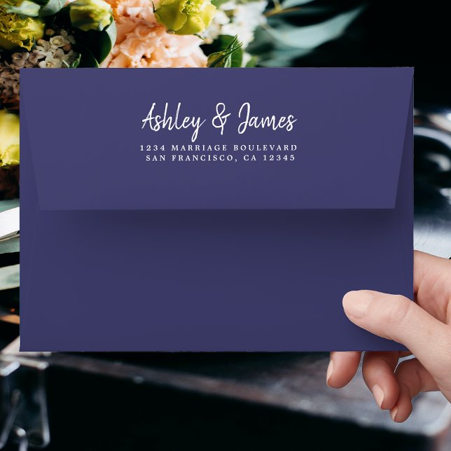Navy Blue Wedding Return Address  Envelope (Creator Uploaded)
