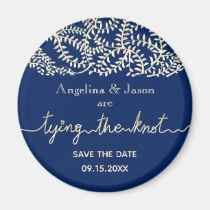 Navy Blue Wedding Save The Date Invitation Magnet