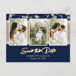 Navy Blue Wedding Save The Date Photo Postcards